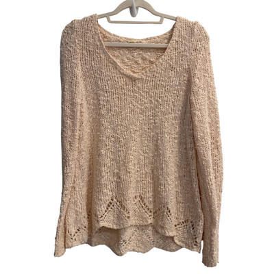 Anthropologie Size Small Yellow Bird Tag Cream Crochet Pullover Sweater 