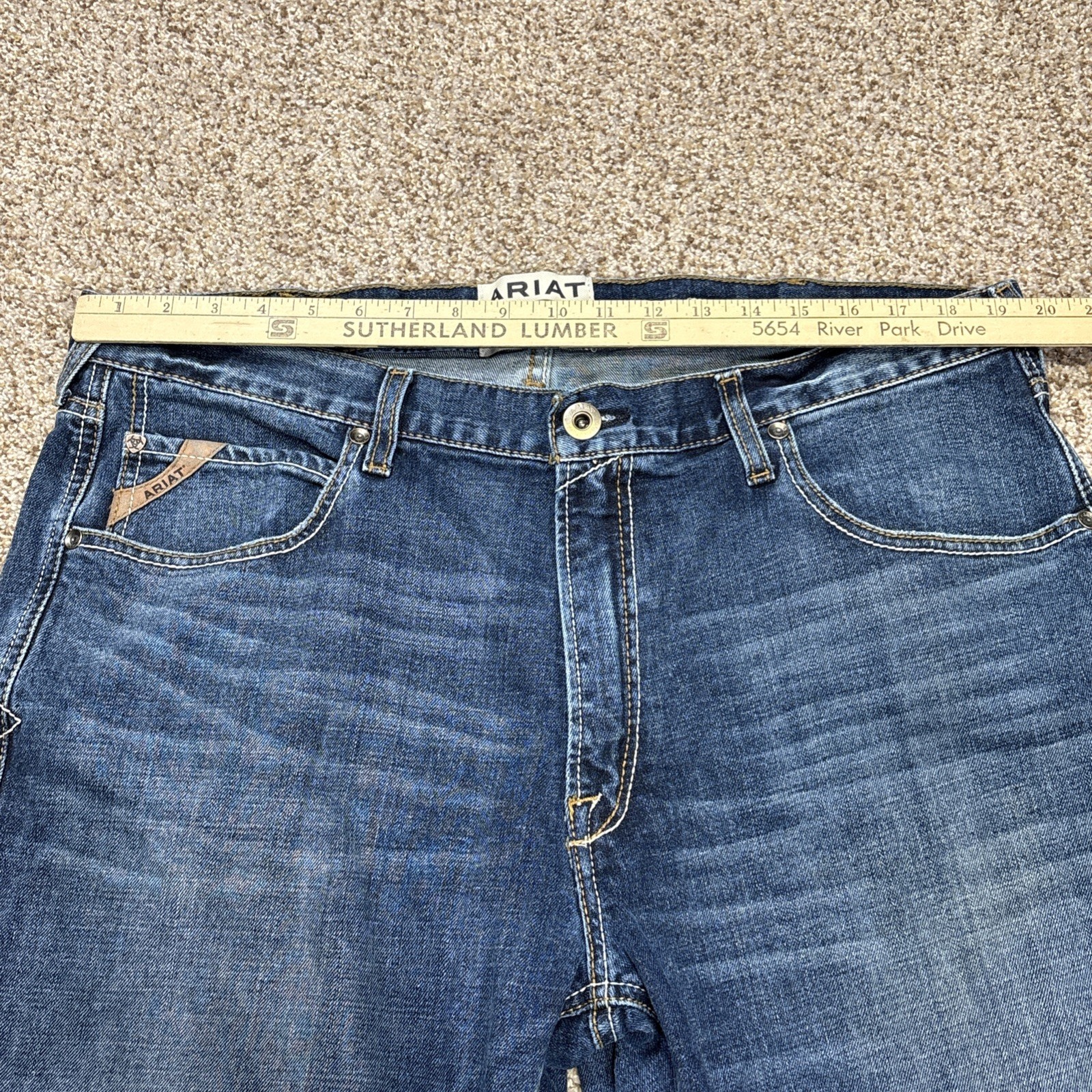 Ariat Denim M5 Jeans Straight Fit Straight Leg Mens 40x32 Heath Wash Fits 39x31 - View 9