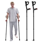 Uimoso Forearm Crutches 10-Level Height Adjustable Walking Crutches 1Pair 350LBS