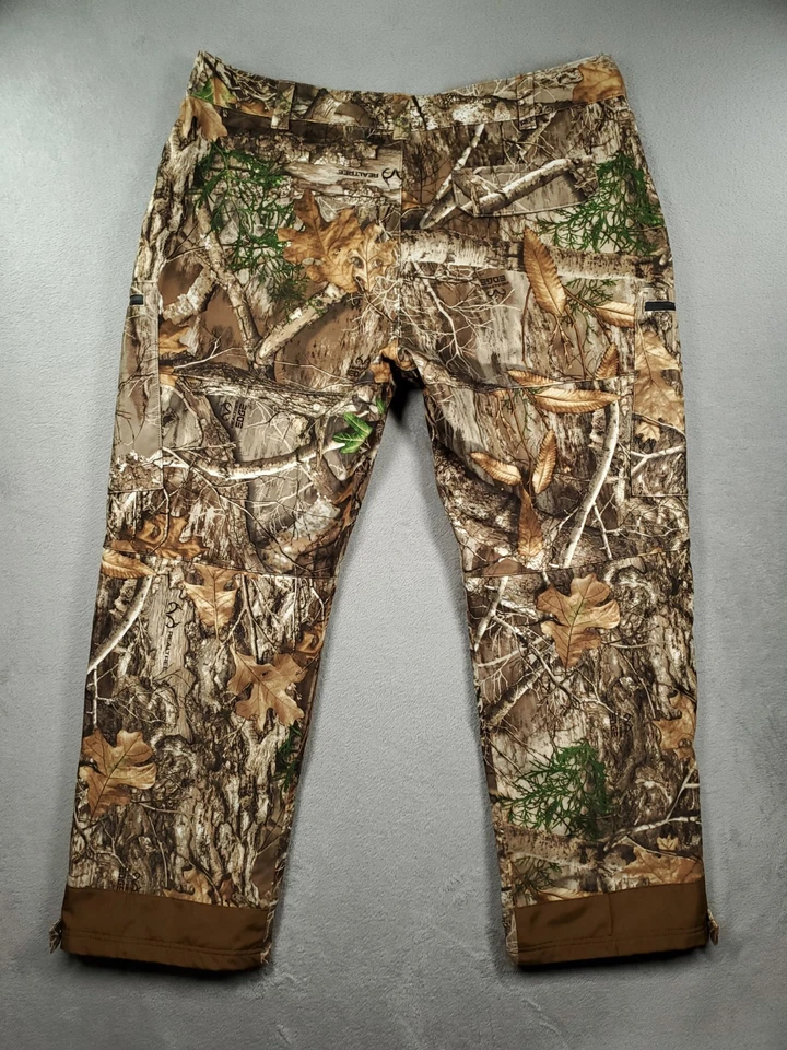 Realtree Pants Mens XL Cargo Straight Lined Scent Factor Camo Hunting Zip Leg - Image 2 of 4