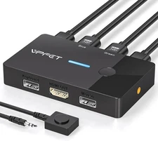 HDMI KVM Switch 1 Monitors 2 Computers 4K@60Hz USB KVM Switches 2 Ports