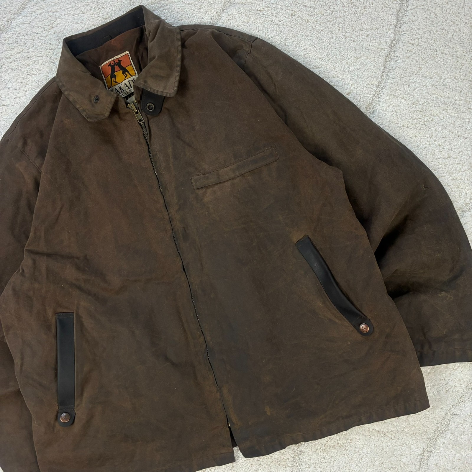 Vintage Kakadu Traders Australia 1990's Brown Cotton Sz Large Utility Wax Jacket image 4