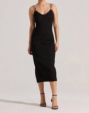 Astr Allura Peekaboo Lace Midi Dress Black