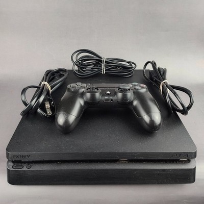 Sony PlayStation 4 Slim 1TB Console Jet Black - Controller + Wires Tested PS4