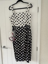 Women’s Navy & White Polka Dot Dress Size 14 Kaleidoscope Brand New