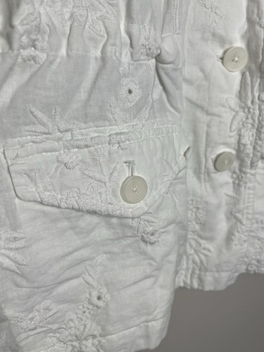J Jill Jacket Women XS Petite White Linen Floral Embroidered Pockets Beach NWT - Picture 6 of 10