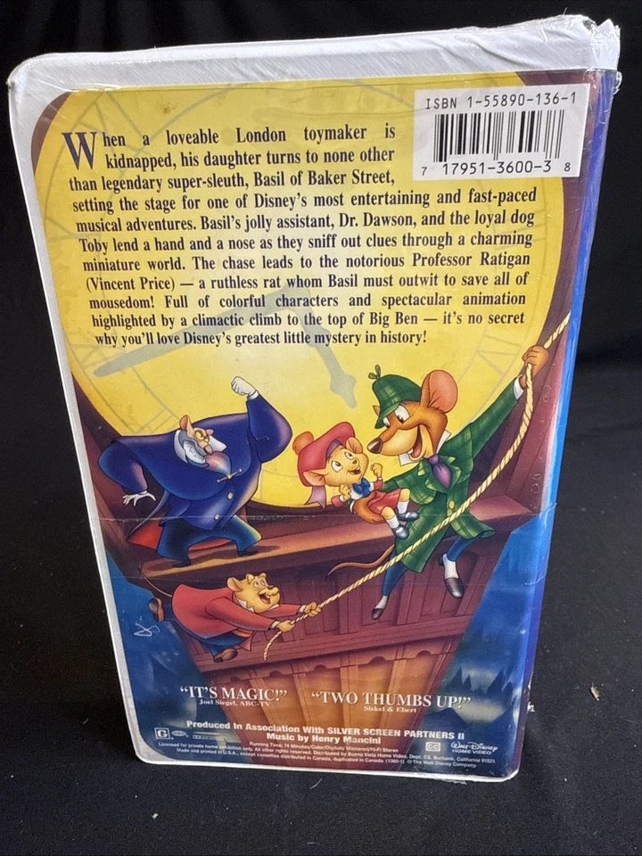The Great Mouse Detective Walt Disney Classic VHS, Black Diamond - Image 3 of 4