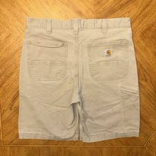 Carhartt Shorts Mens 34x10 Tan Relaxed Fit Rigby Rugged Flex Canvas