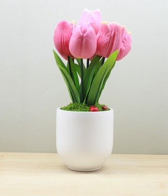 Seifen-Blumenstrauß ''Tulpen'' in Gipsvase / beduftet, handgefertig /Shea Butter