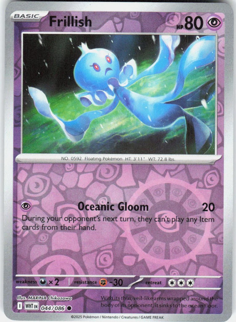 Frillish Common 044/086 White Flare Pokemon Reverse Holo Near Mint