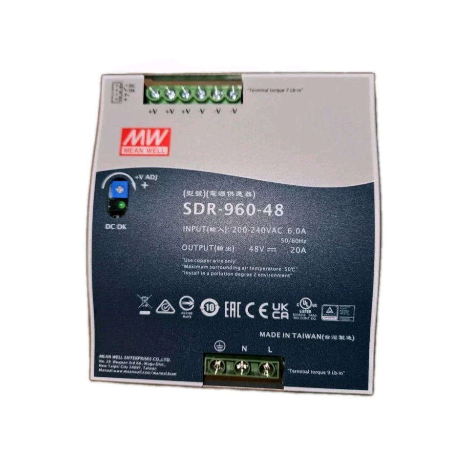 MeanWell SDR-960-48 V Schaltnetzteil 960W 180 264 V 1248 47 63Hz mit Hutschiene - Изображение 2 из 4