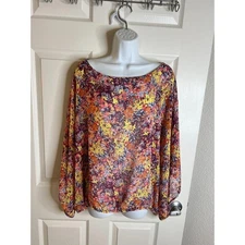 A.N.A A New Approach Women's Multi-Color Floral Blouse NEW ~ Size XL