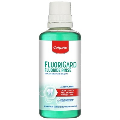 Colgate Fluorigard Mundspülung 400ml, alkoholfrei, stärkt Zahnschmelz, Minze