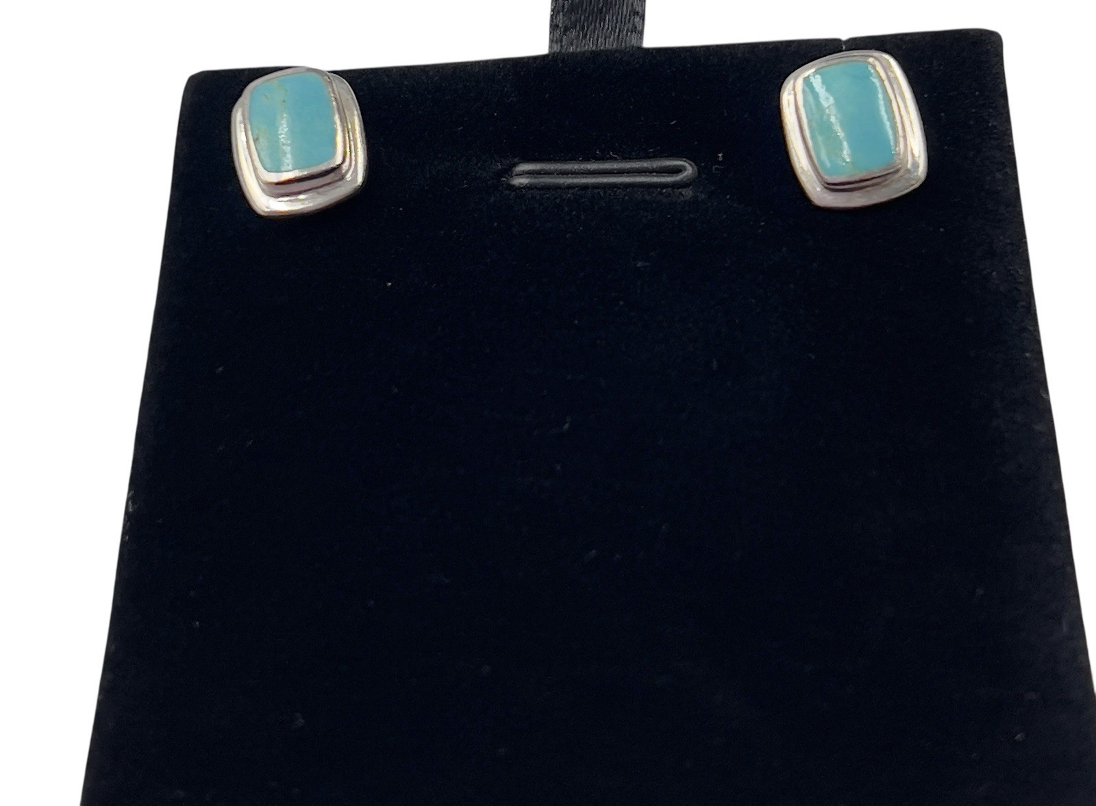Turquoise Sterling Silver 925 Rectangular Earrings - image 3