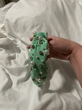 Mint Knotted Embellished Pearl and Rhinestone Headband