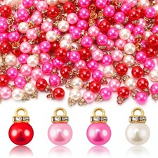 Jansun 90PCS Pink Christmas Mini Balls Ornaments Imitation Pearl Pendants Min...