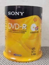SONY DVD-R 4.7GB 100Pk 120min 4.7GB 16X Optical Media Recordable New Sealed
