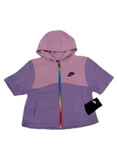 NEW Nike Girls Windrunner Short Sleeve Hooded Jacket Violet Star Size 4 55