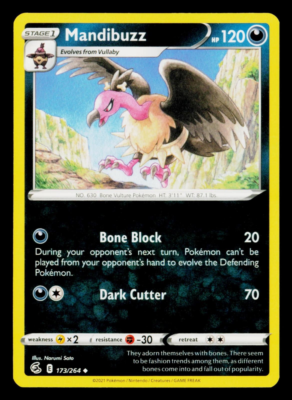 Mandibuzz 173/264 Uncommon Fusion Strike Pokemon Near Mint