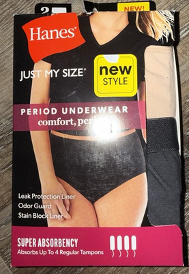 #ad Just My Size Womens Period Brief Underwear 2 Pack Super Leak Protection 6X 14 $22.24