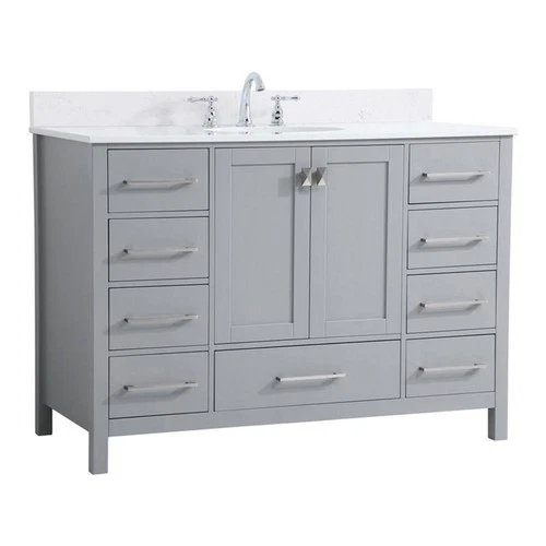 Elegant Decor Irene 48" Solid Wood Single Bathroom Vanity w/ Backsplash in Gray - Picture 1 of 8
