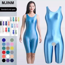 MJINM Women Lady Shiny Jumpsuits Playsuits Overalls Wetlook Tights Leotard Pants
