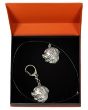 Bernese Mountain 2 - necklace, keyring, set with a dog in orange box, Art Dog UK