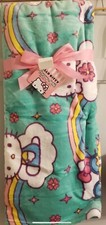 Hello Kitty Throw Blanket Green Rainbow, , 60 X 70. NEW