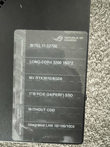 ASUS GAMING PC NVIDIA RTX 3070, I7-12700, LONG DDR4 16*2GB RAM - Picture 2 of 10