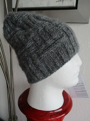Knitted Hat Mens Womens - 90% Baby Alpaca + Wool + Mohair Blend, Hand Knitted