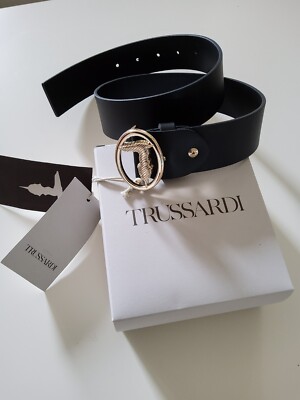 Great Gift Idea  Trussardi Black Leather Belt Size 70, MADE IN ITALY