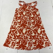 SHEIN Vcay Orange Cream Floral All-Over Print Halter Neck Dress Women’s XS