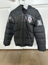 Air Jordan Puffer Jacket Black Youth Large Full-Zip Hooded Fleece Lined Outdoor