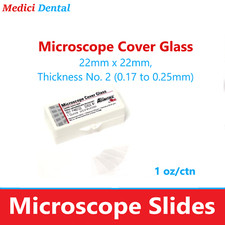 Microscope Cover Glass, 22mm x 22mm, Thickness No. 2 (0.17 to 0.25mm), 1 oz/ctn