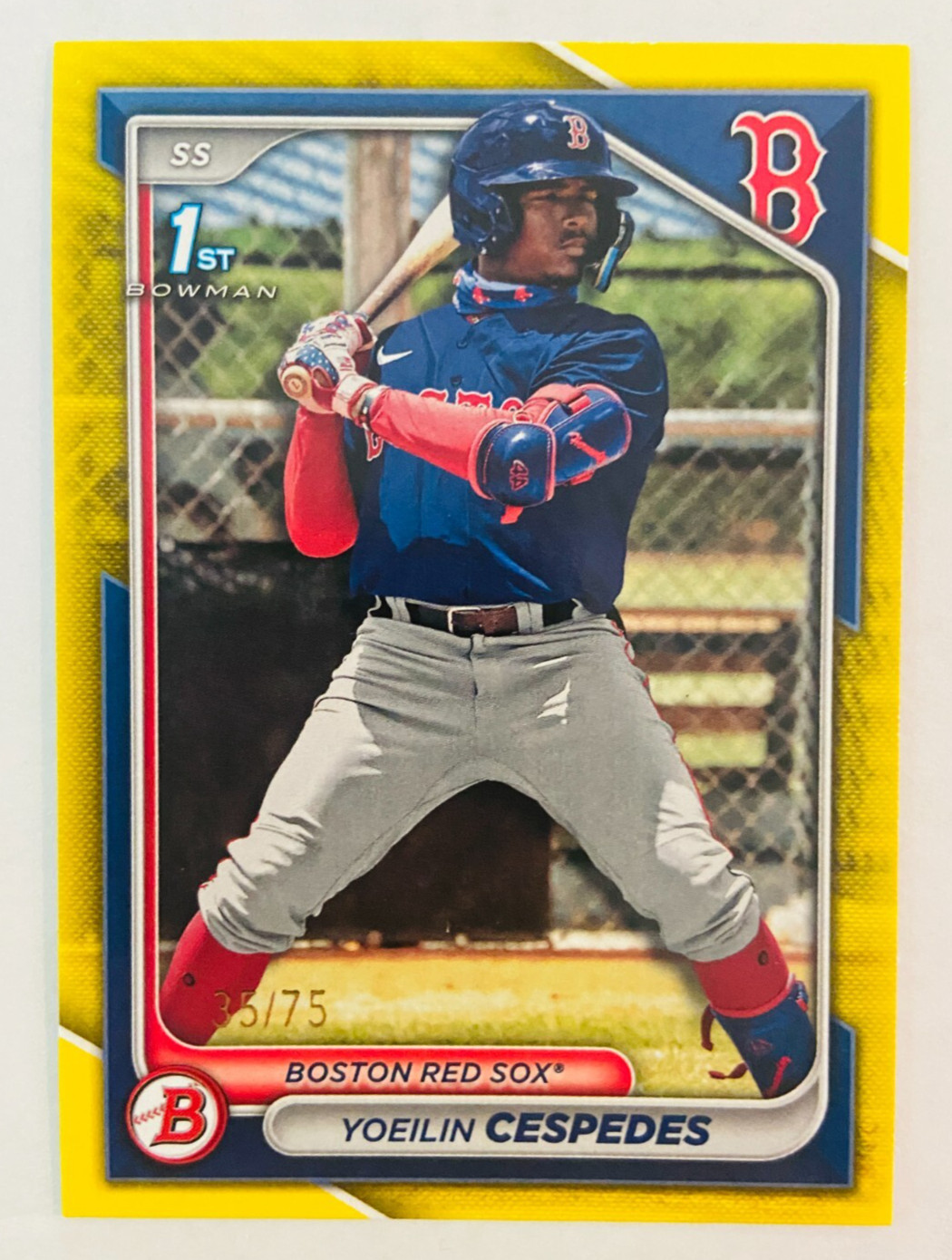 2024 Bowman Paper YOEILIN CESPEDES Yellow Parallel #'d /75 1st Bowman