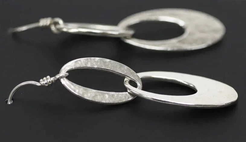 RARE RETIRED James Avery Hammered Oval Links Earrings Sterling