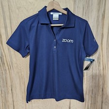 Nike Golf Navy Polo Shirt Dri Fit Short Sleeve Womens Size Medium Zoom Logo Nwt