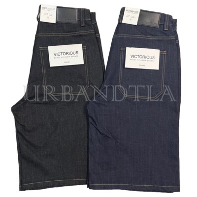 Men's Baggy Fit Raw denim Jean Shorts Hip Hop Loose Wide Leg Size 28-42 DS2098