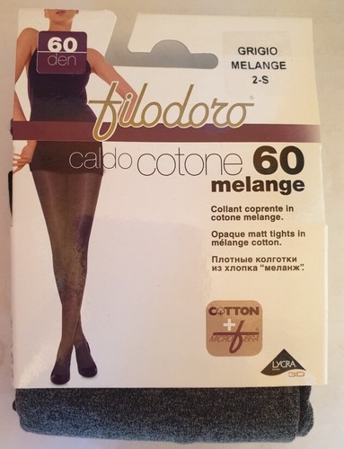 Filodoro Grey Melange Cotton Warm Tights 60 Den - Picture 1 of 2