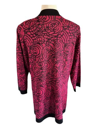 VTG Misook Cardigan Sz XL Pink Black Art Gold Buttons Pockets Old Money Elegant - Picture 2 of 22