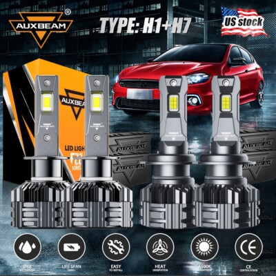 4X AUXBEAM 220W LED Headlight CANBUS Bulbs Kit Hi-Low 6500K For BMW X5