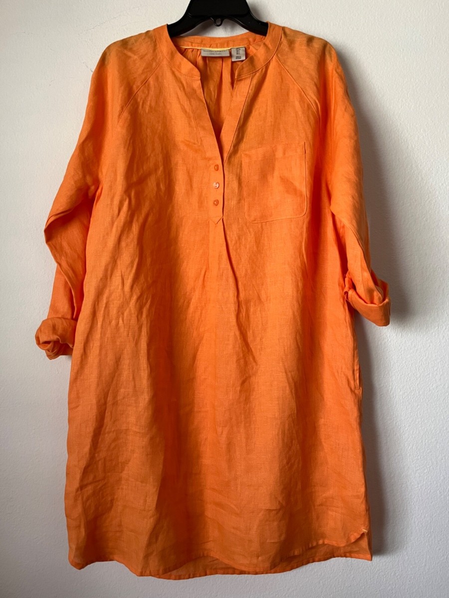 NWT Linen Martha Steward Collection Three-quarter Sleeve Dress Sz L