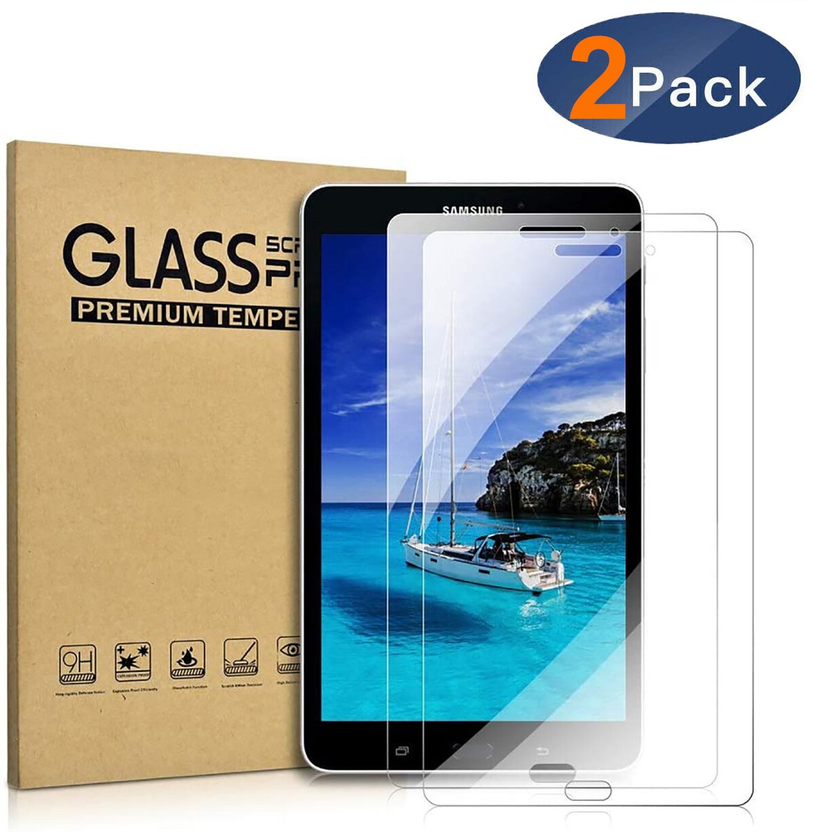 2-Pack Tempered Glass Screen Protector For Samsung SM-T380 T385 Galaxy Tab  A