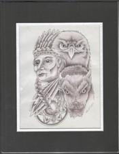Original Hand-Drawn Tattoo Prison Art Wolfe 2000 Outsider Art Buffalo