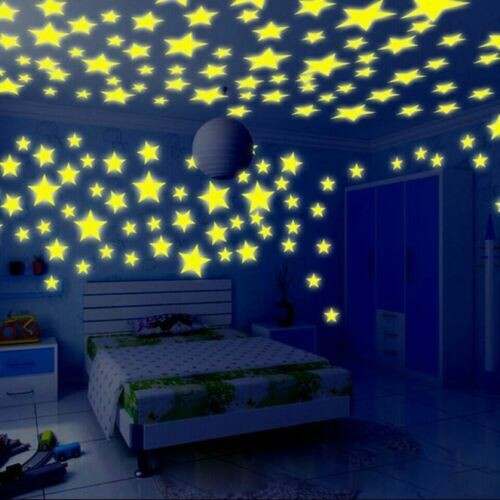 100pcs 3D Wall Stickers Stars Glow In The Dark Luminous perfect for kids rooms - Picture 3 of 3