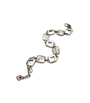 Brighton Signed Silver Tone World of Love 8.5'' Link Bracelet Amour Te'Amo