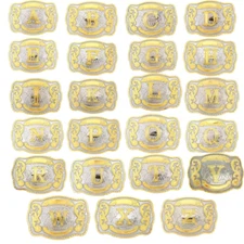 Initial Letters ABCDJST to Z Cowboy Rodeo Unisex Fashion Large Gold Belt Buckles