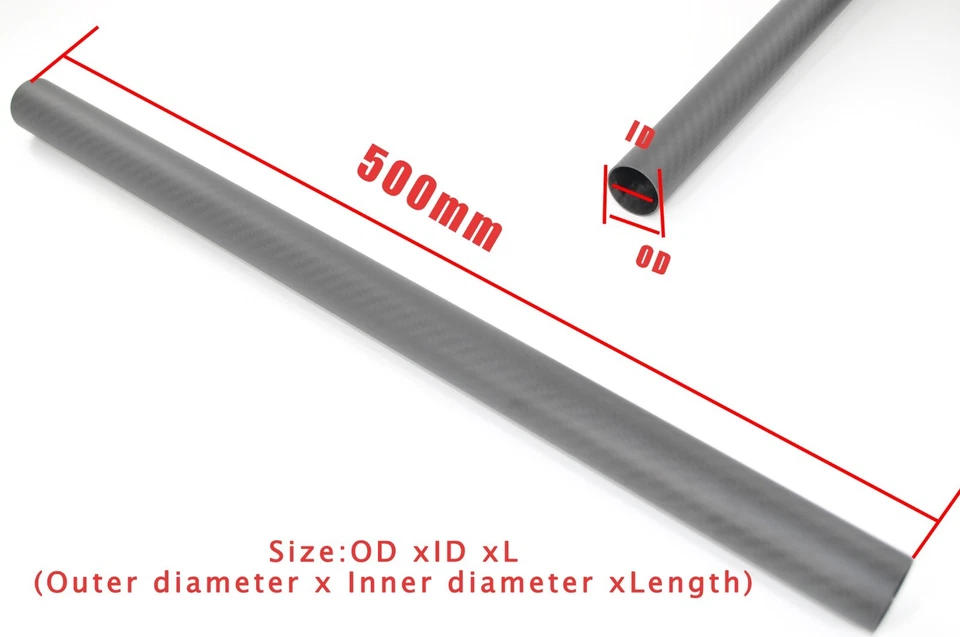 OD 32mm x ID 30mm x Length 500mm 3K Carbon Fiber Tube Roll Wrapped pipe 32*30 - Image 2 of 4