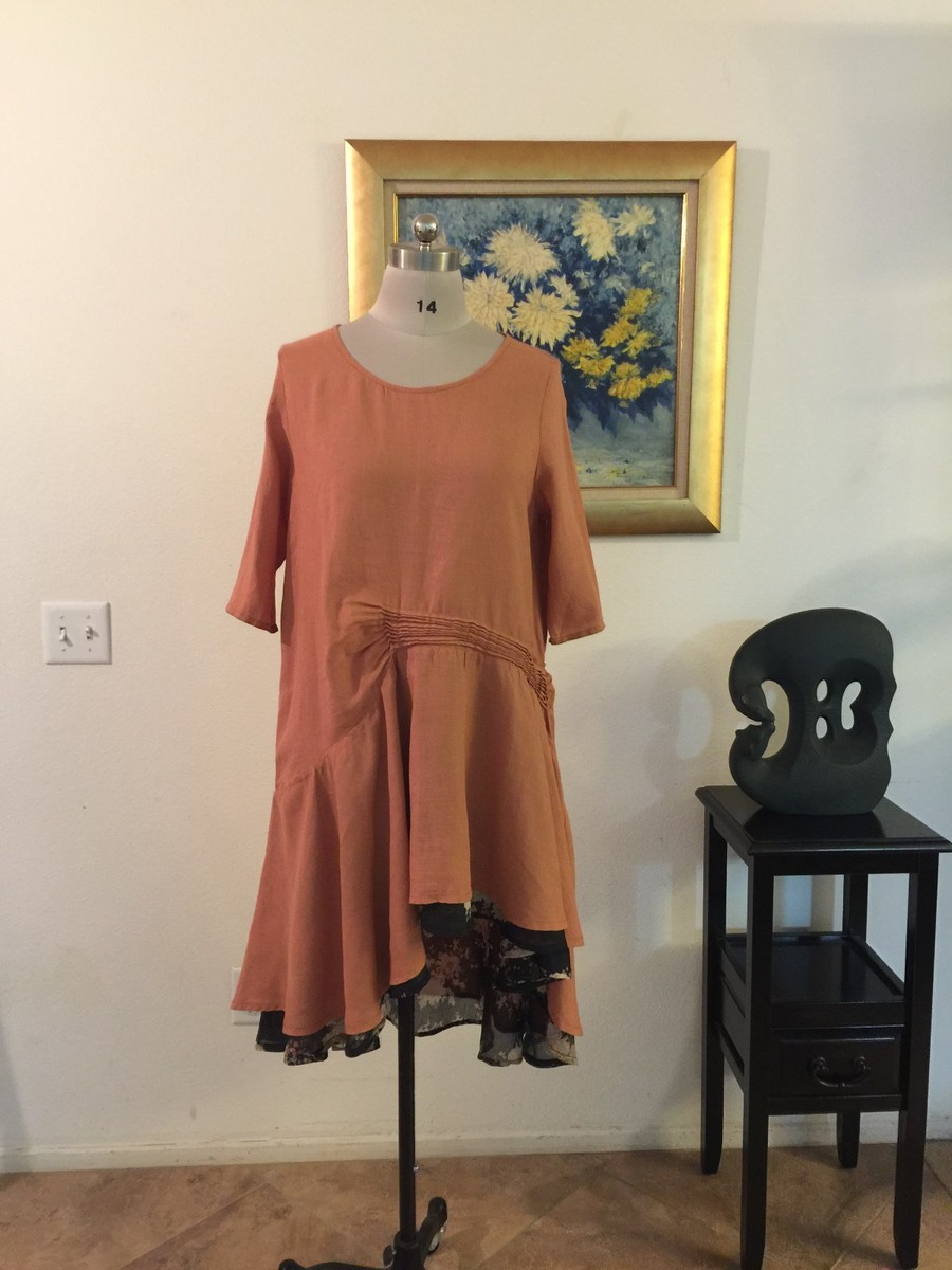 asymmetrical linen dress Cotton & Linen Asymmetrical Neck Dress main image 0