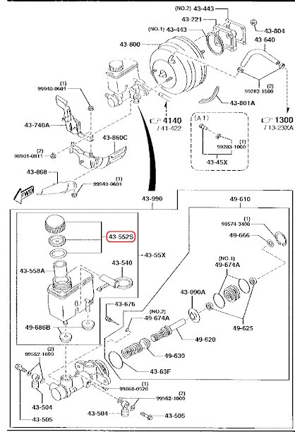 Tapa de cilindro maestro de freno original Mazda T060-43-55Y OEM Foto 3 de 4